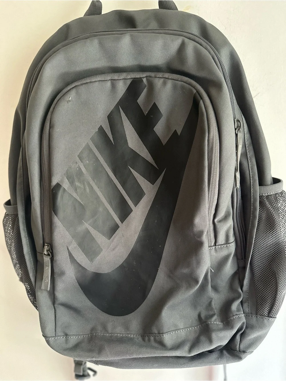 Nike Backpack Gray Black Large Swoosh Logo School Laptop Book Bag